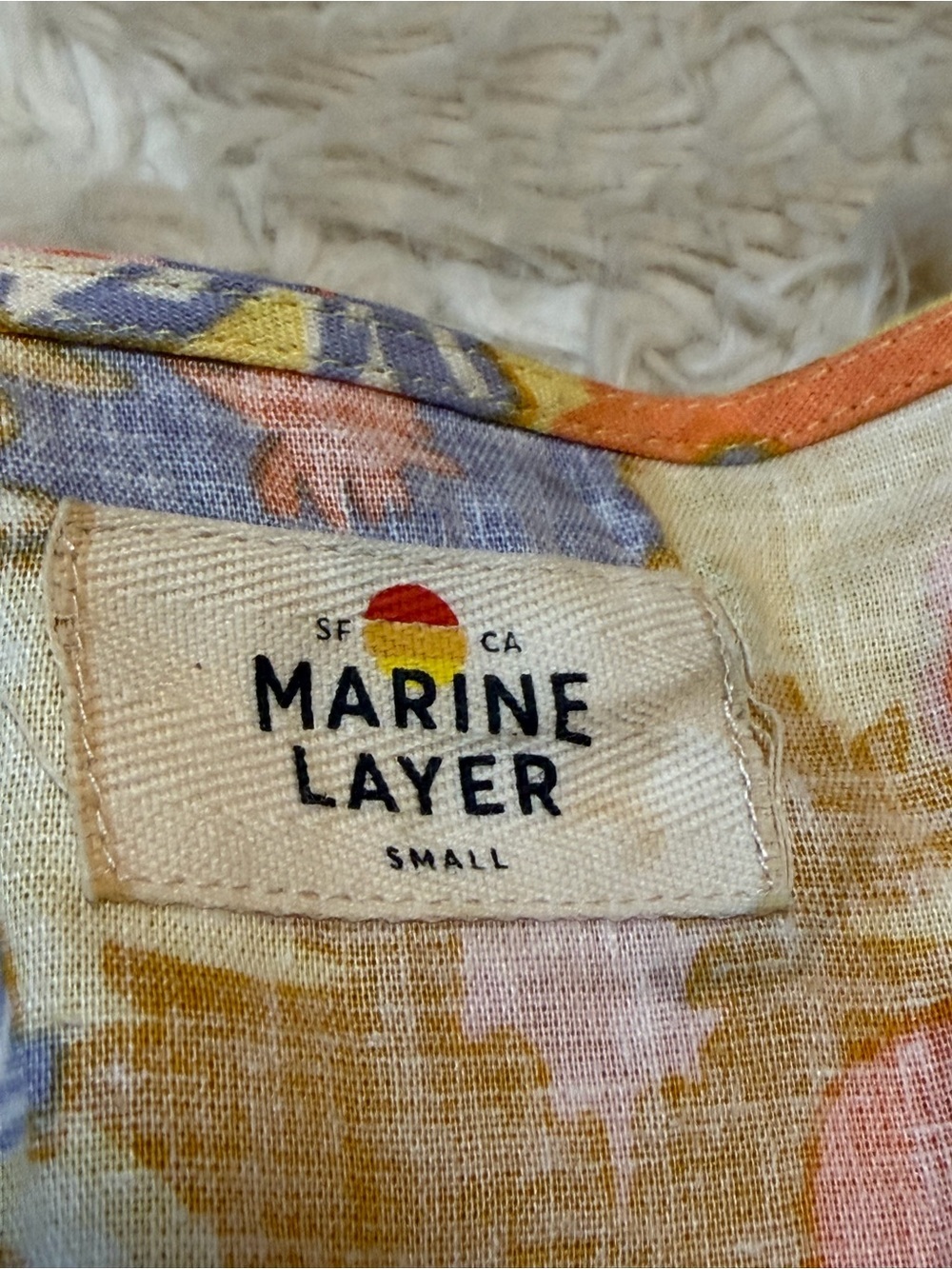 Marine Layer Camila Mini Dress in Yellow Floral Print - Size Small - Picture 6 of 8